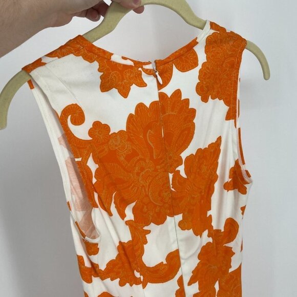 Tanya Taylor Orange white Paisley fitted  dress 0 - Picture 9 of 12